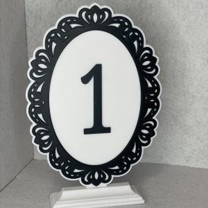 Números de mesa en blanco y negro