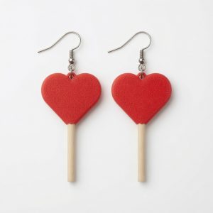 Pendientes Corazón Piruleta Rojo