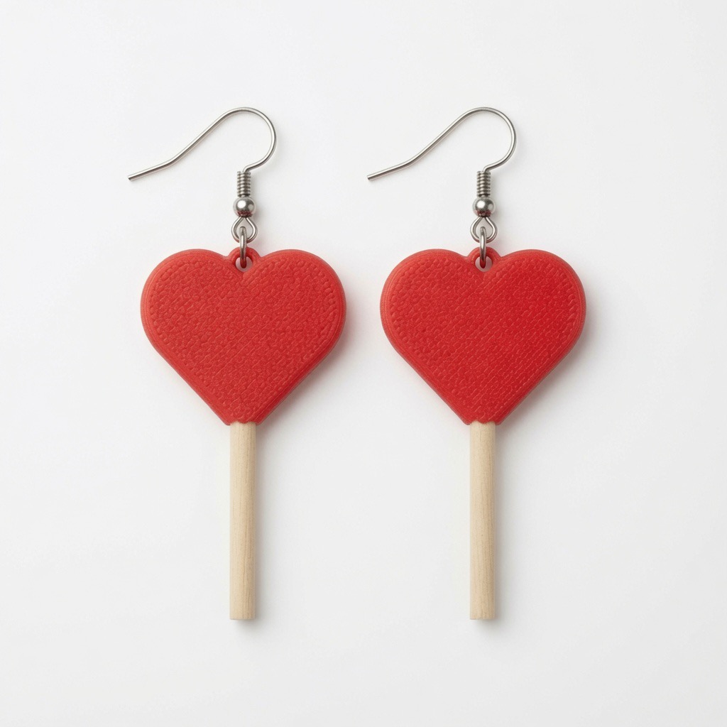 Productos Pendientes Corazón Piruleta Rojo